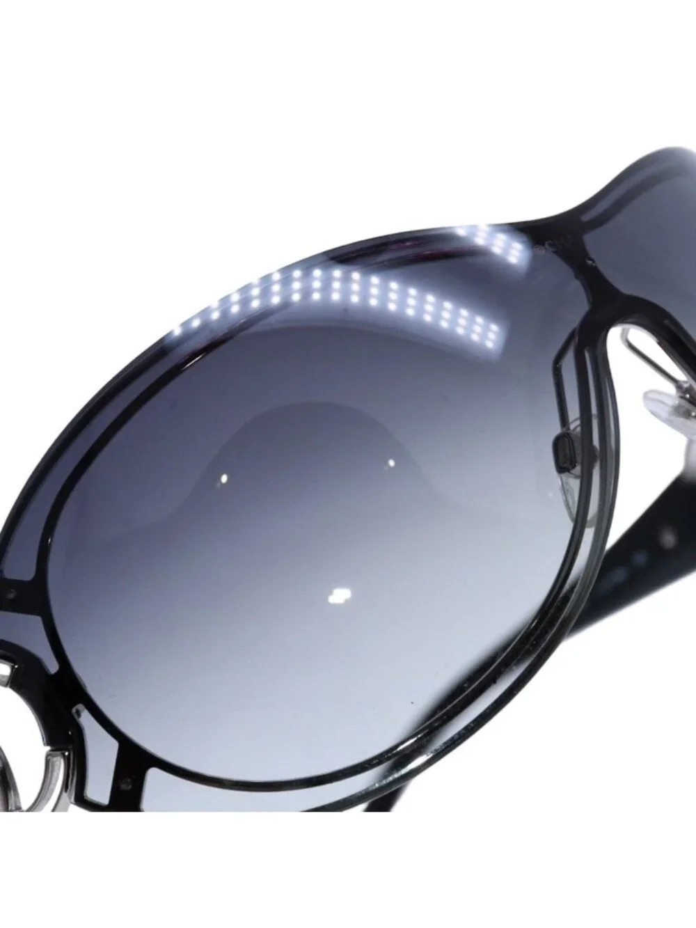 Chanel Shield Sunglasses Eyewear 125 CC Logo Black Silver
